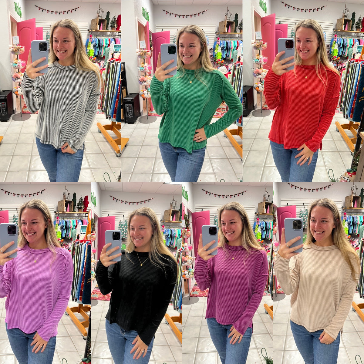 Z Round Neck Ribbed LS Top