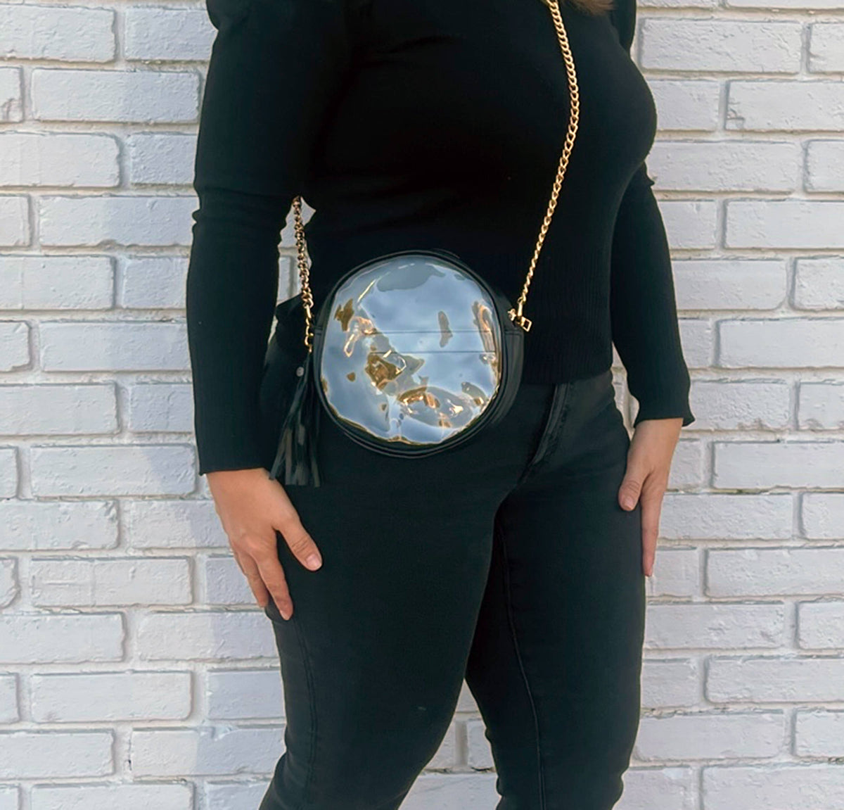 Stadium Bag, Clear Crossbody Bag, Circle Bag, Tassel: Black*