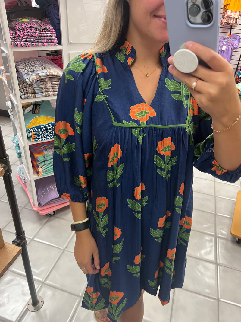 Navy Floral Dress