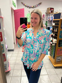 DS Floral Lizzy Smock Sleeve Top