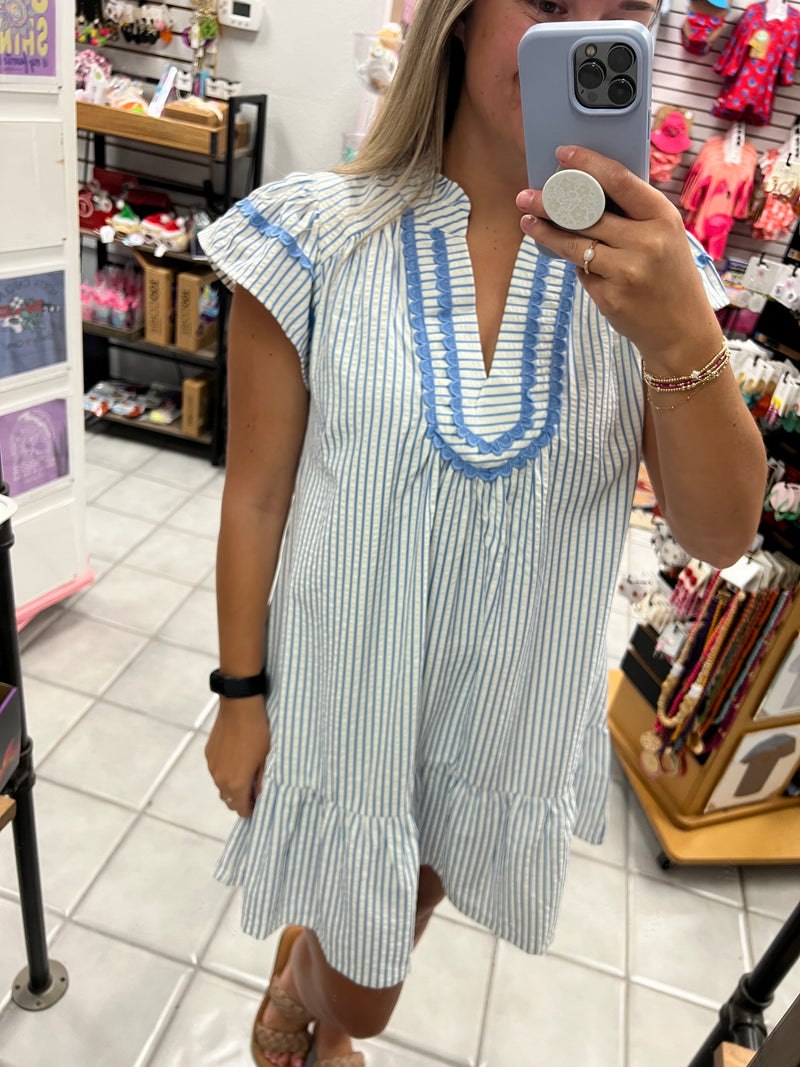 Baby Blue Striped Dress