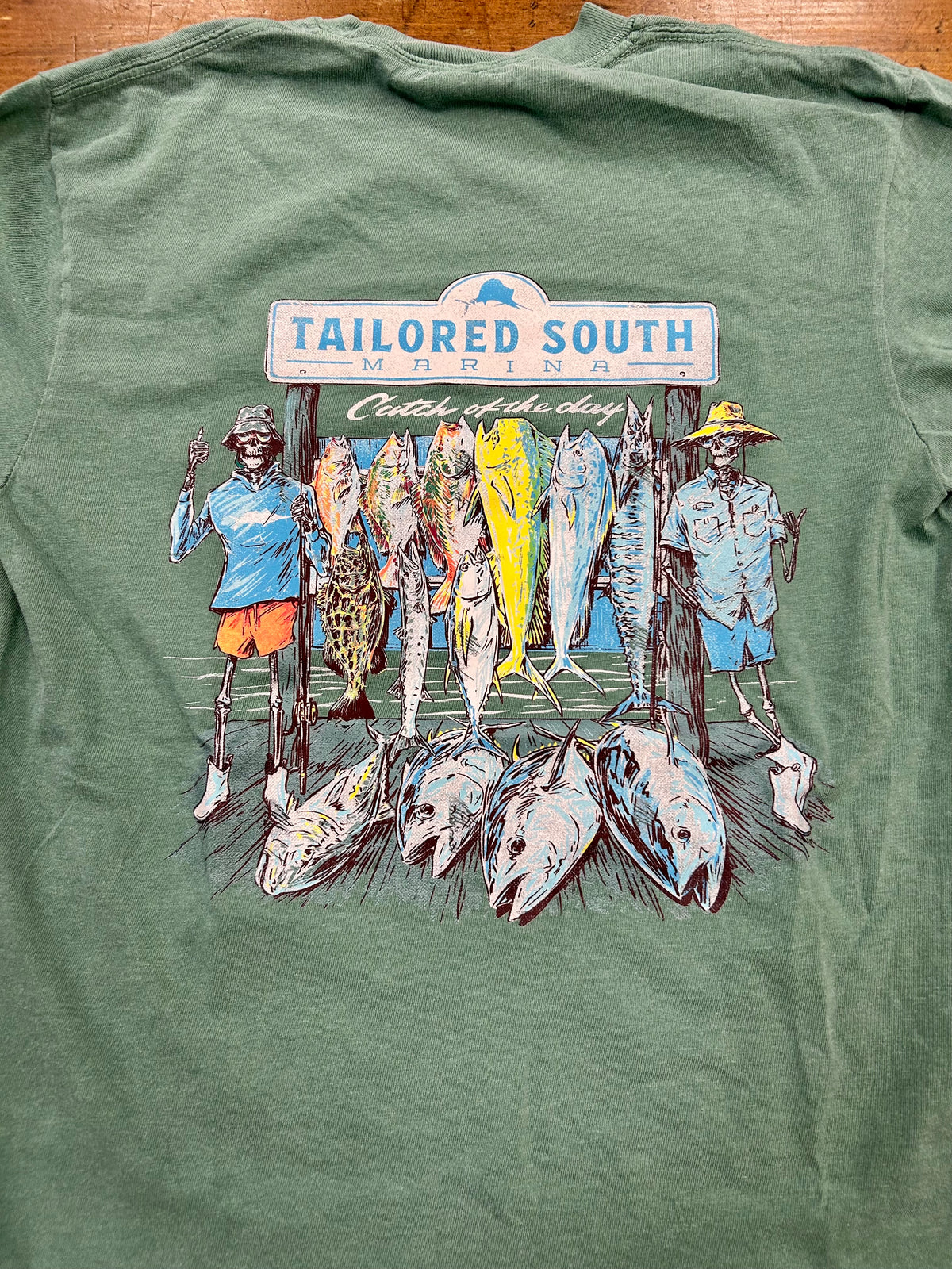 Tailored South Skeleton/Fish LT Green T-Shirt