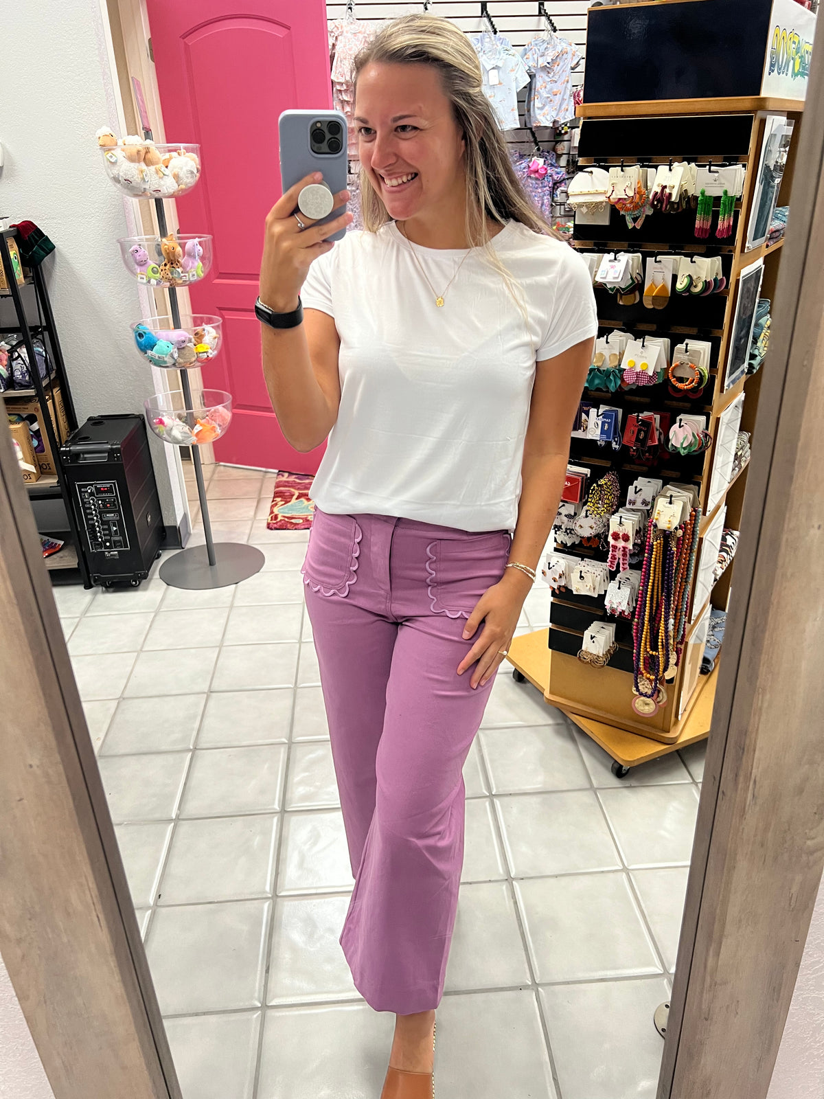 Scallop Wide Leg Pants
