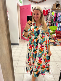 Tropical Print Midi Dress*