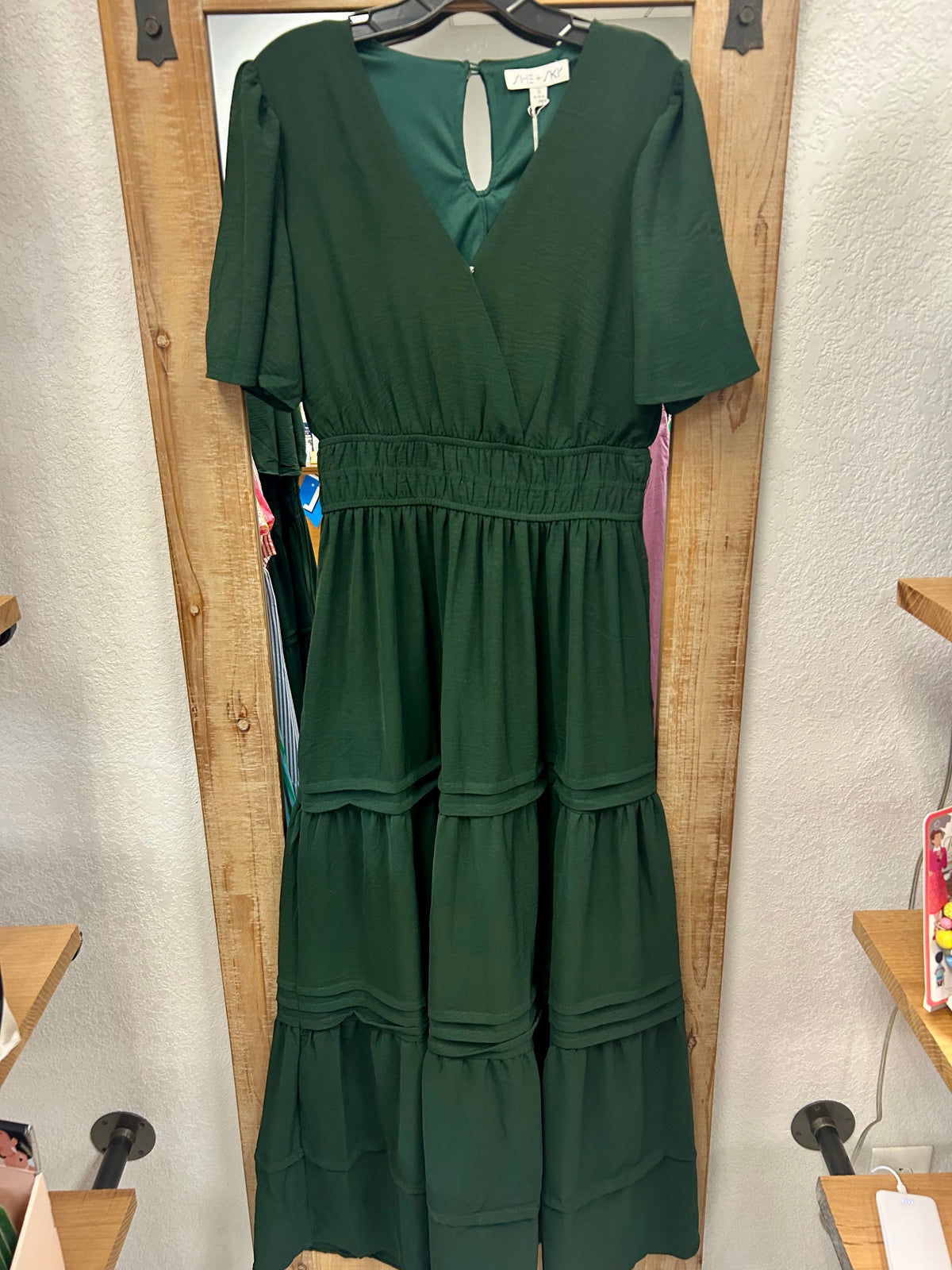 She and Sky Hunter Green Floor Length Dress