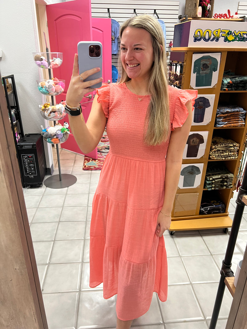 Smocked Tiered Midi Dress