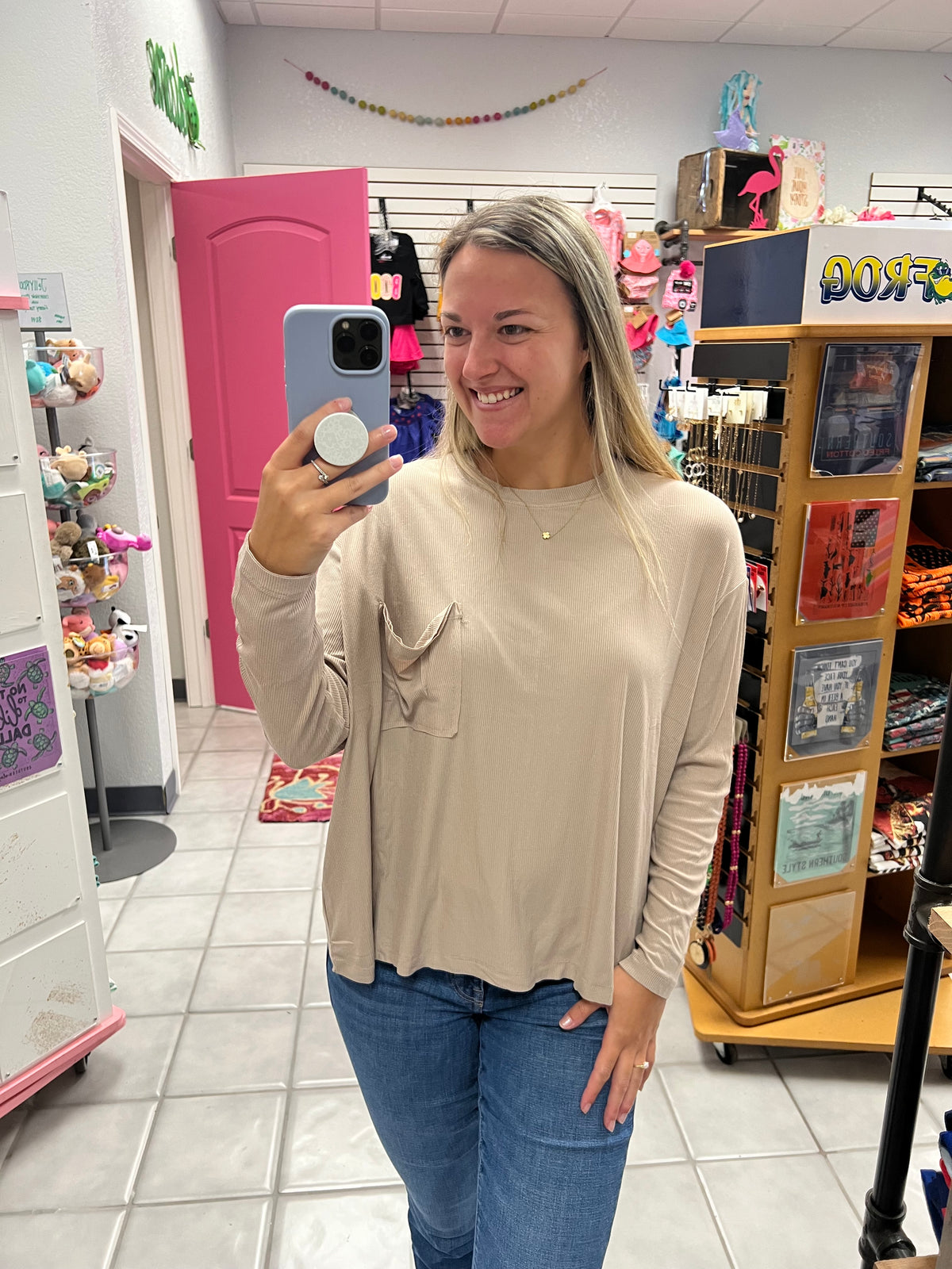 Ribbed Dolman LS Top