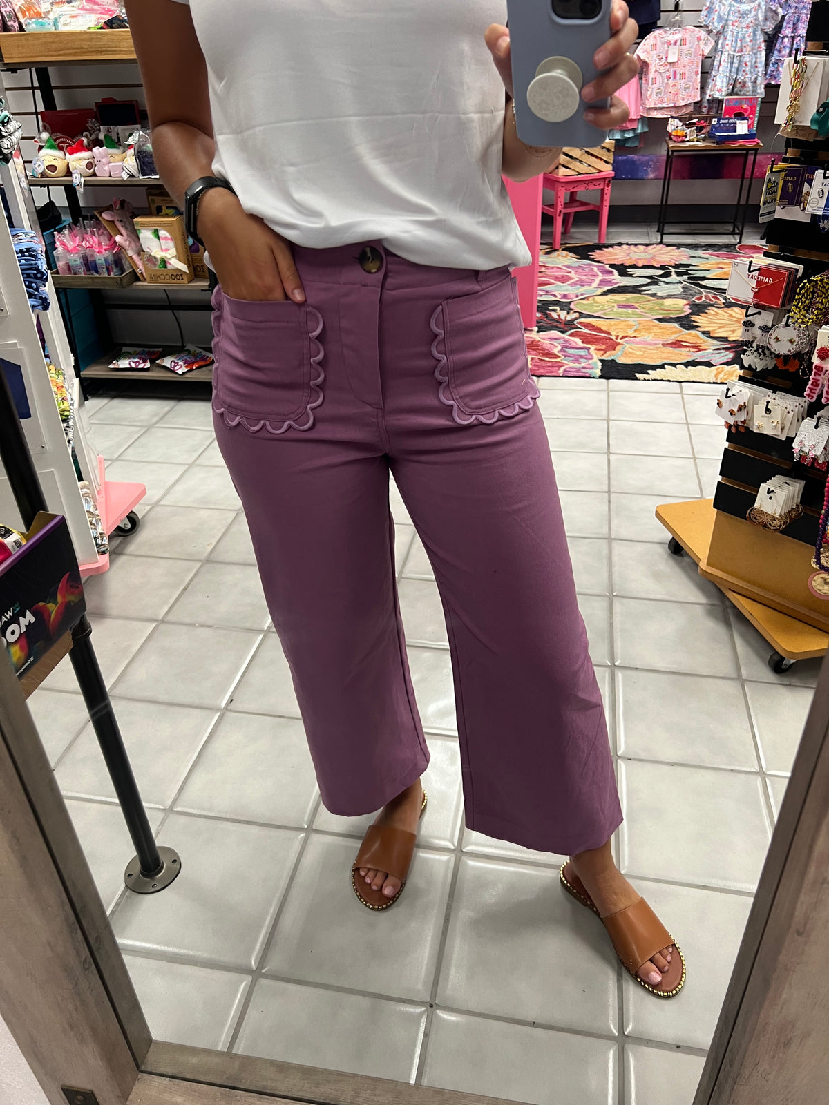 Scallop Wide Leg Pants