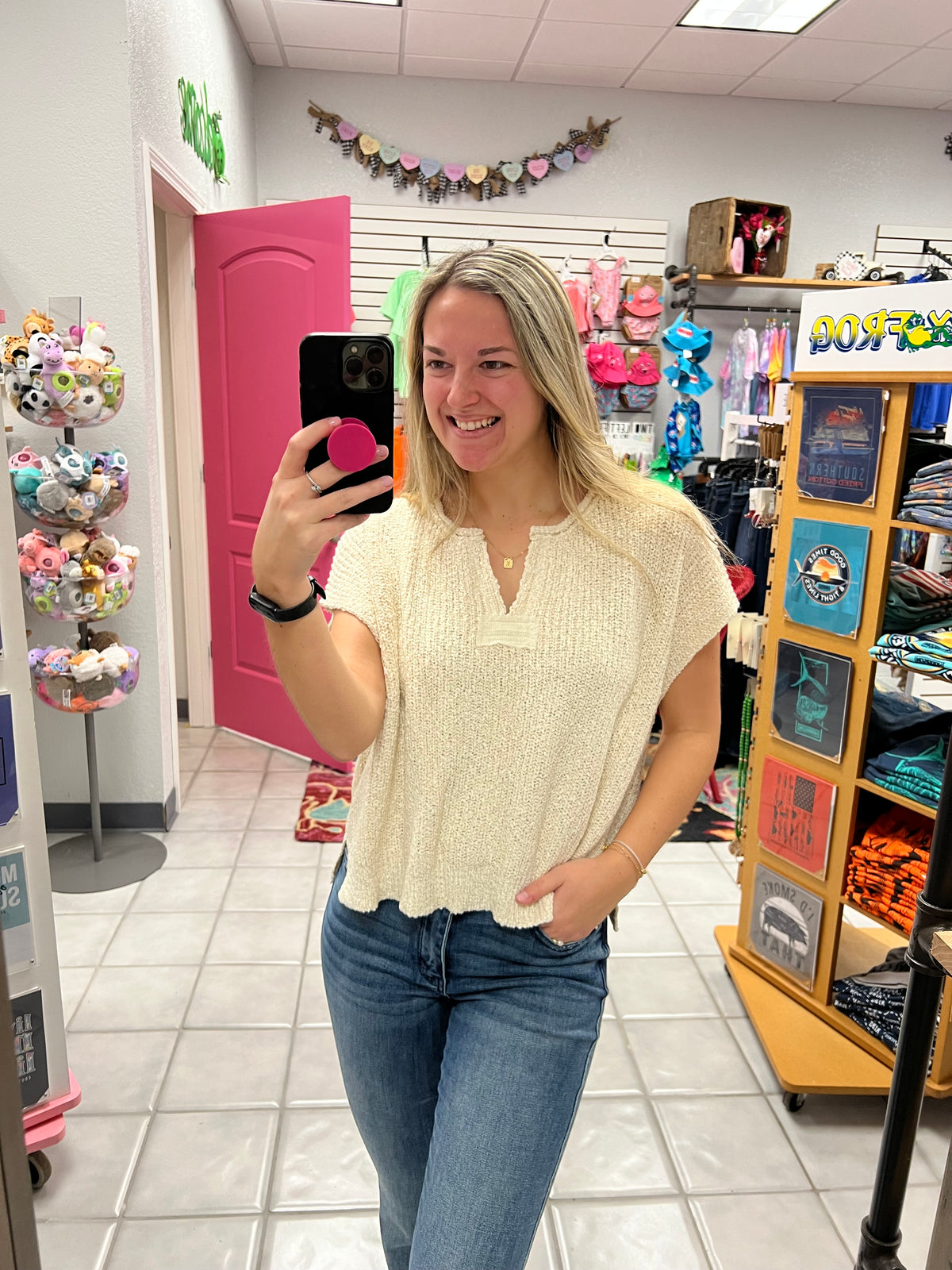 Z Split Neck Knit Top