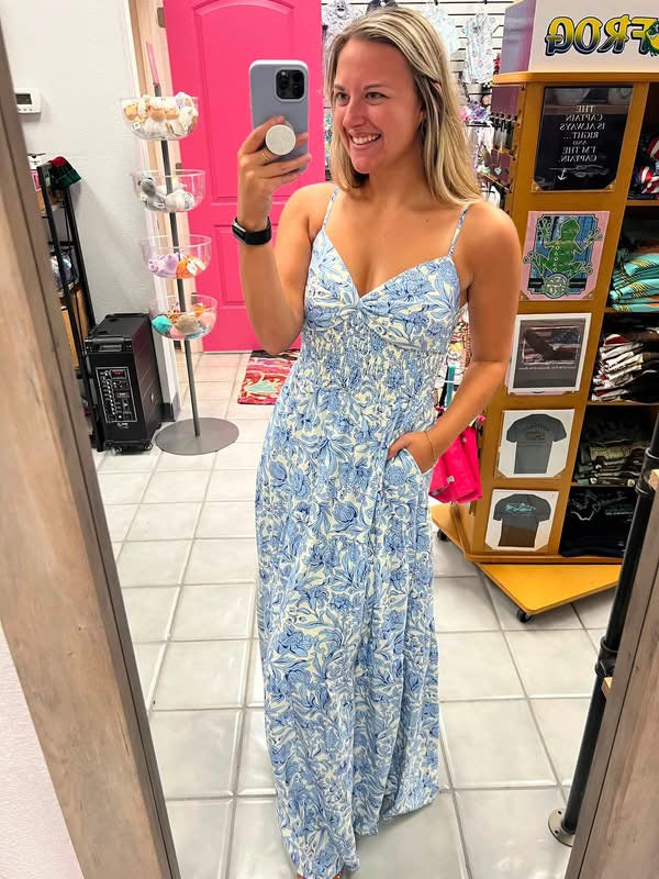 Doe & Rae Blue/White Floral Maxi