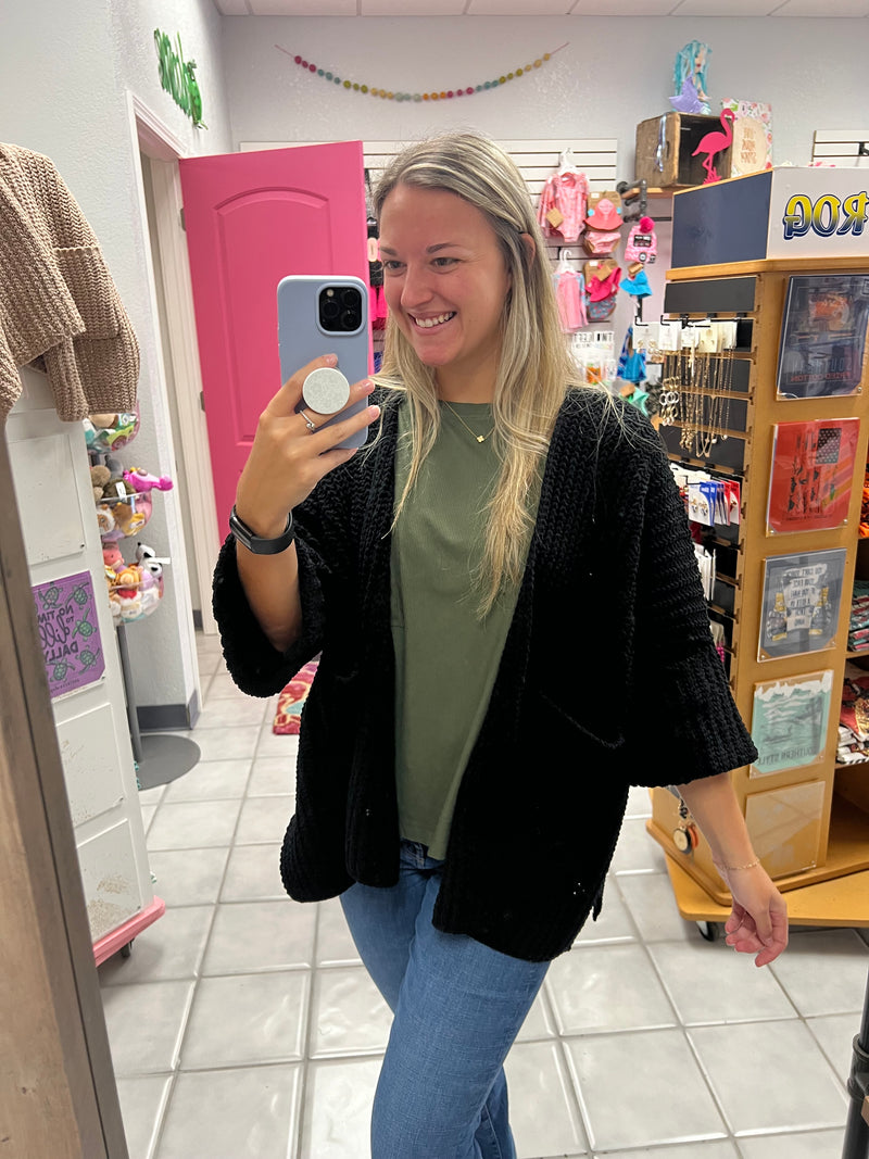 Chunky Knit Open Cardigan