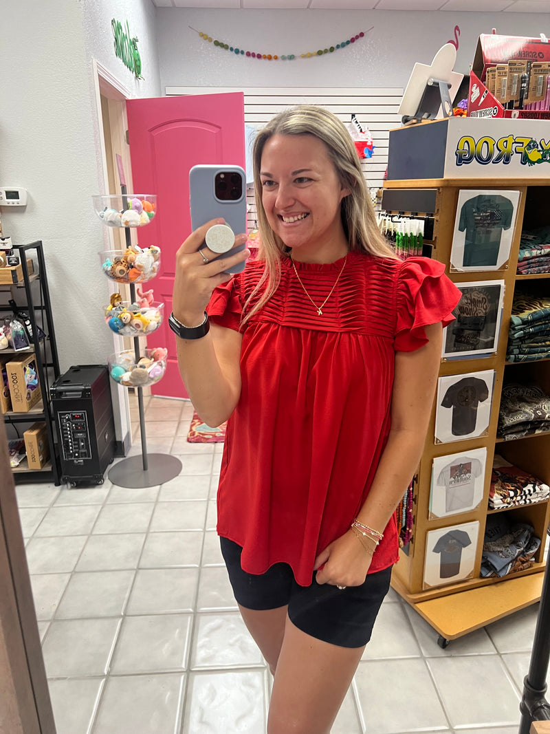 Ruffle Pleated Top