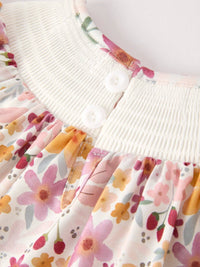 Fall Embroidery Smock Floral Dress