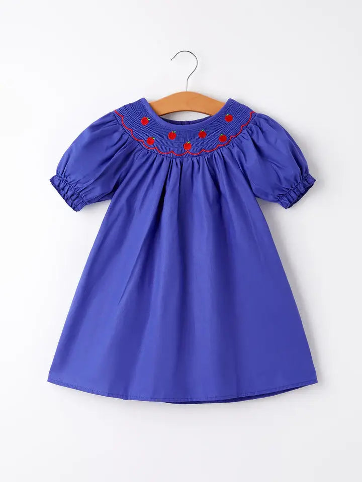 Back To School Apple Embroidery Dress