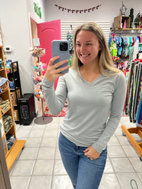 Z Microfiber LS V neck Top