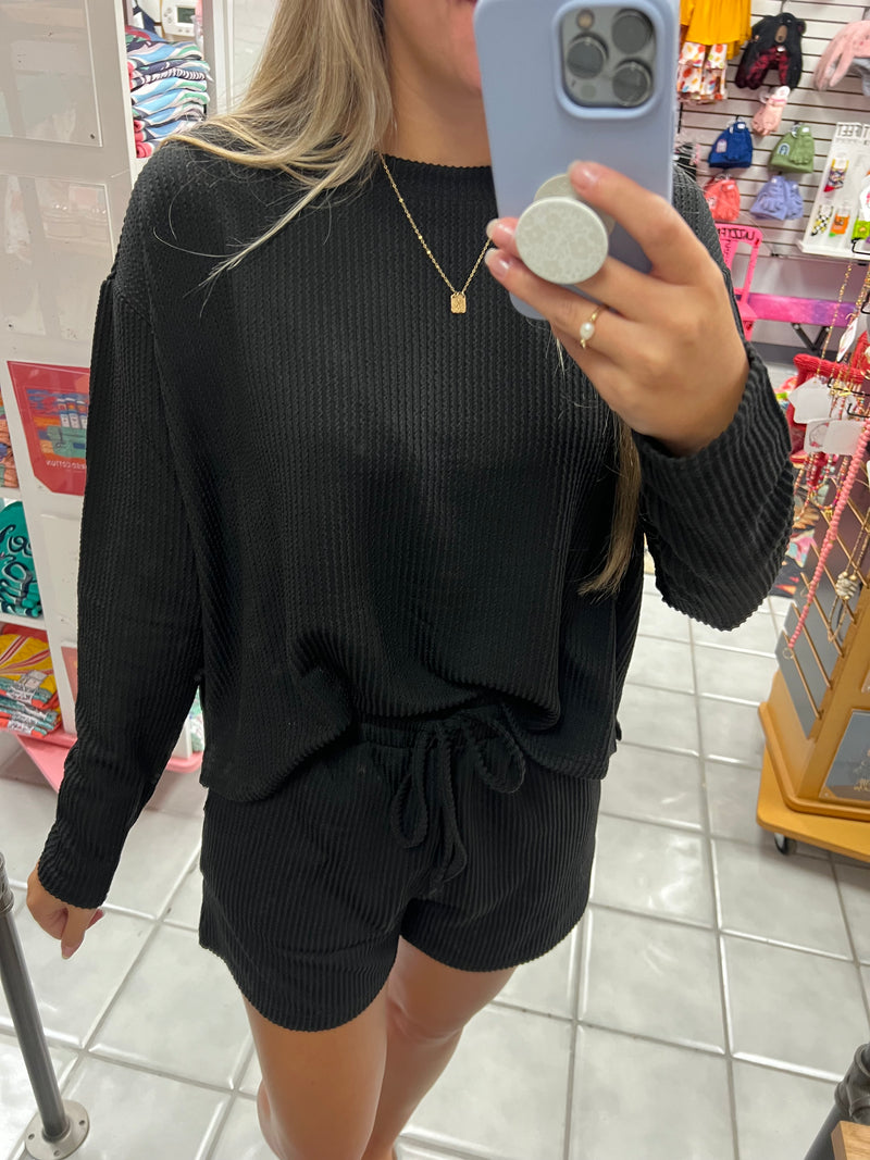 RIbbed LS & Shorts Set