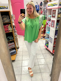Embroidered Flutter Sleeve Top*