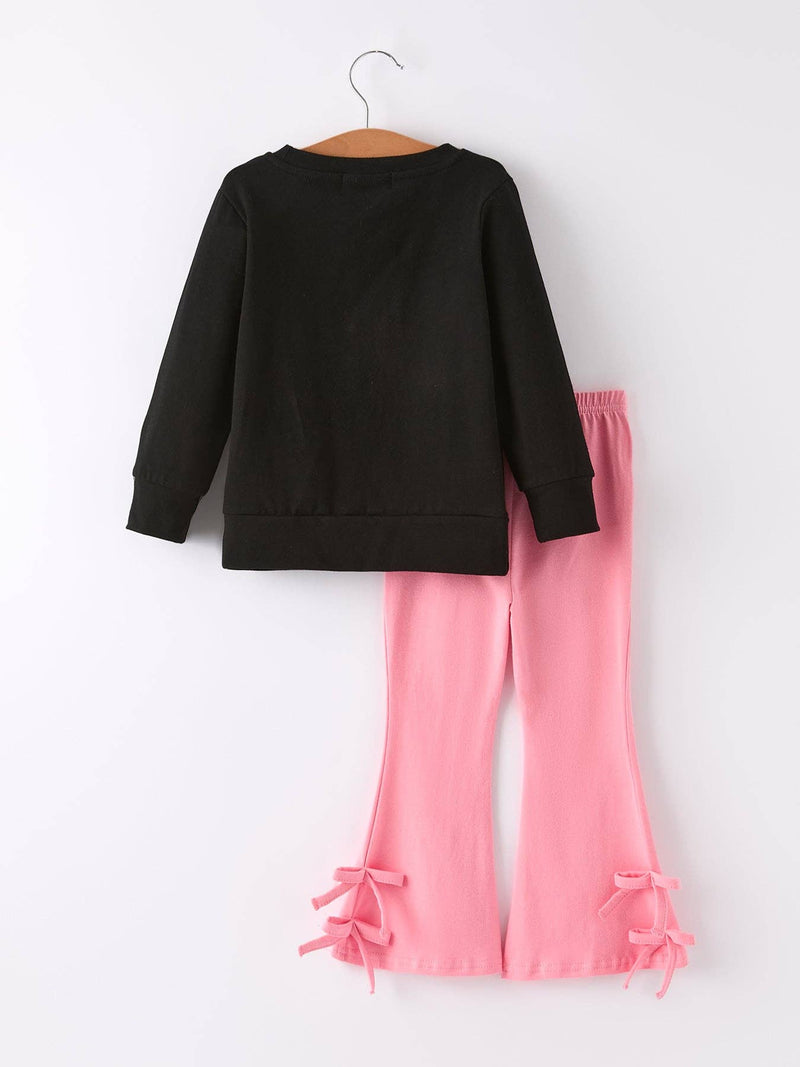 Halloween Black Top + Pink Bell Bottoms: 2
