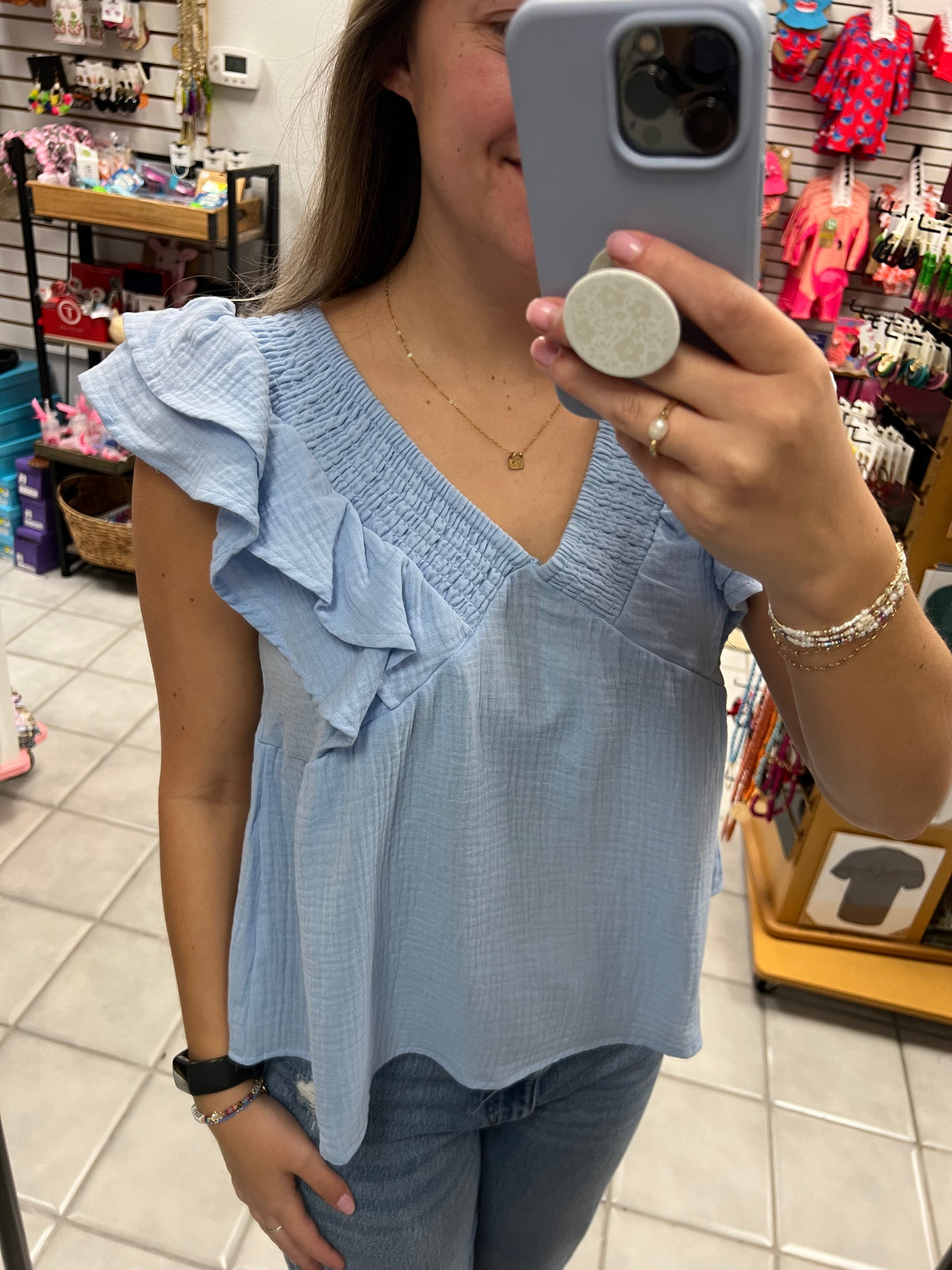 Ruffle Open Back Top