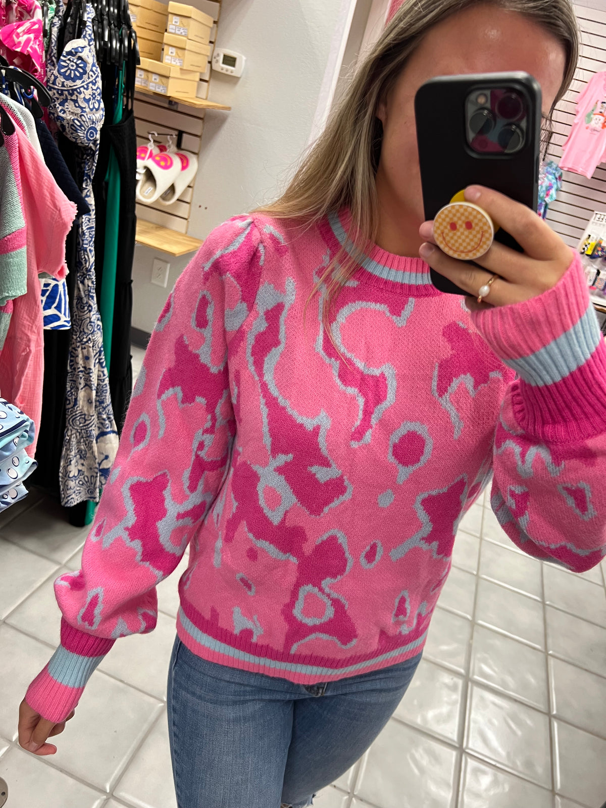 Pink Geo Sweater*