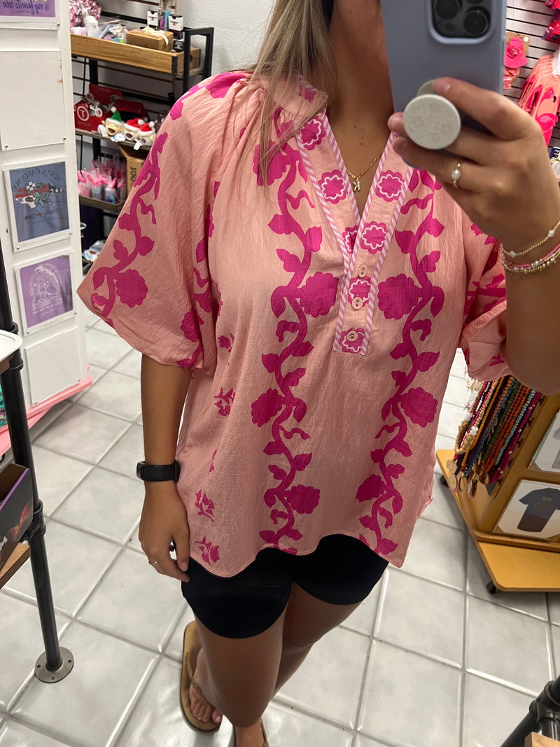 Paisley Pink Top