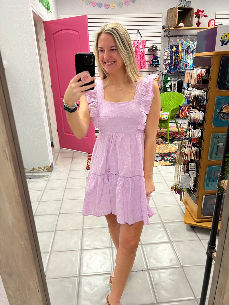 Eyelet Ruffle Dress*