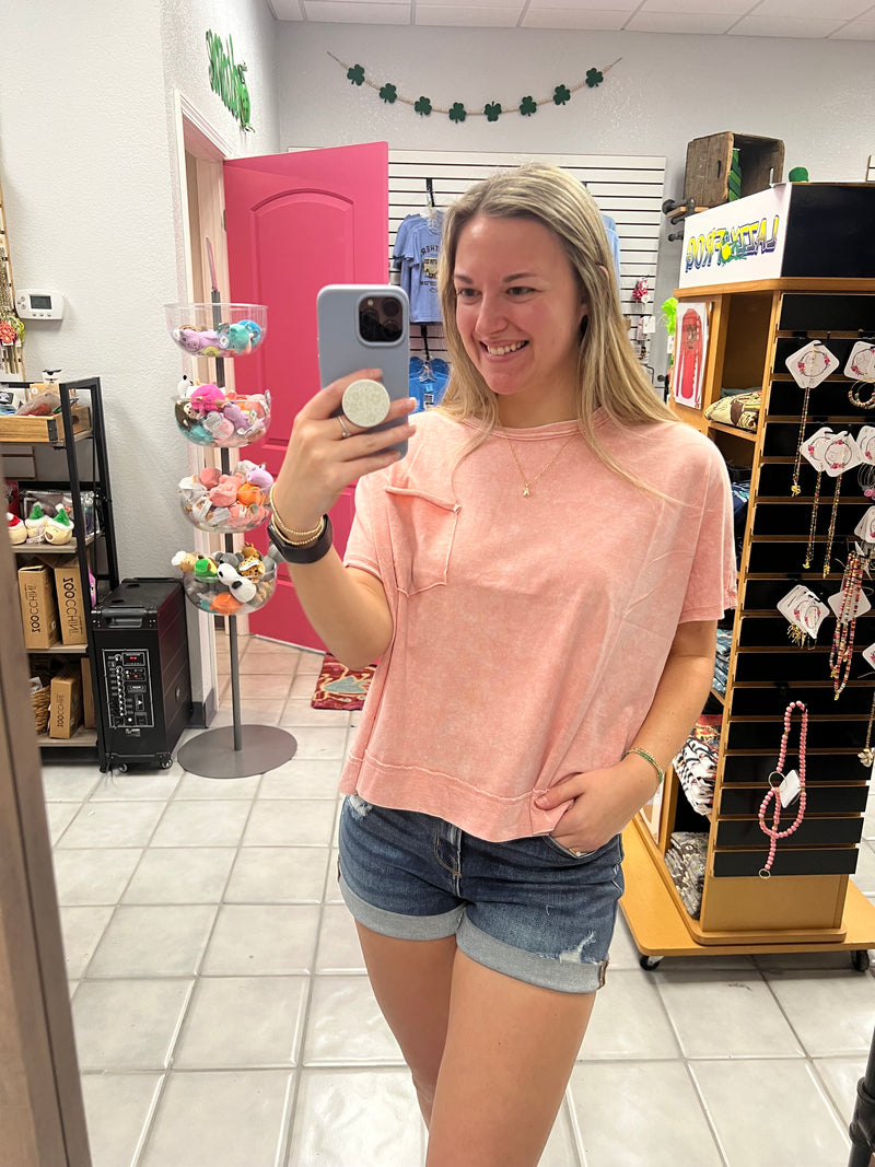 Z Washed Cropped Oversized Top
