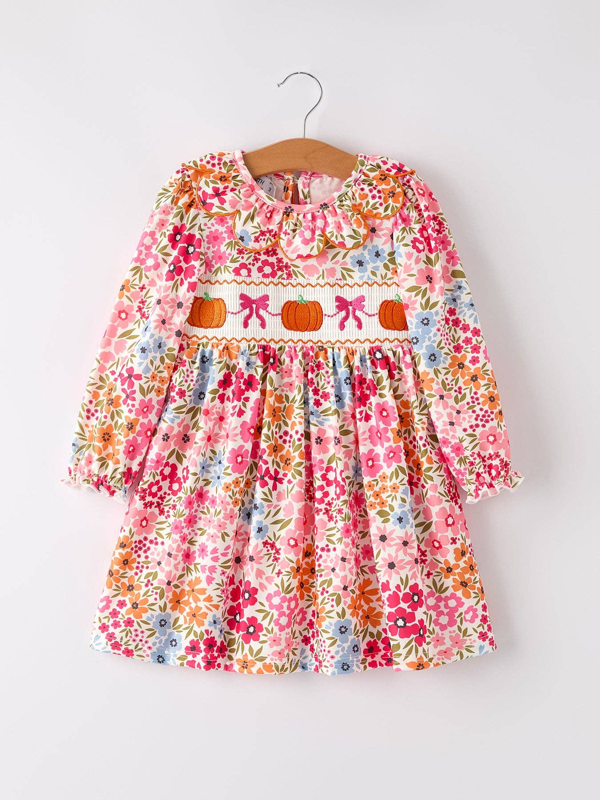 Halloween Pumpkin Bow Embroidered Dress