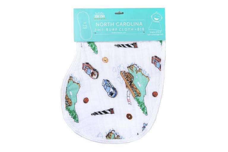 North Carolina Baby (Unisex): 2-in-1 Burp Cloth and Bib:*