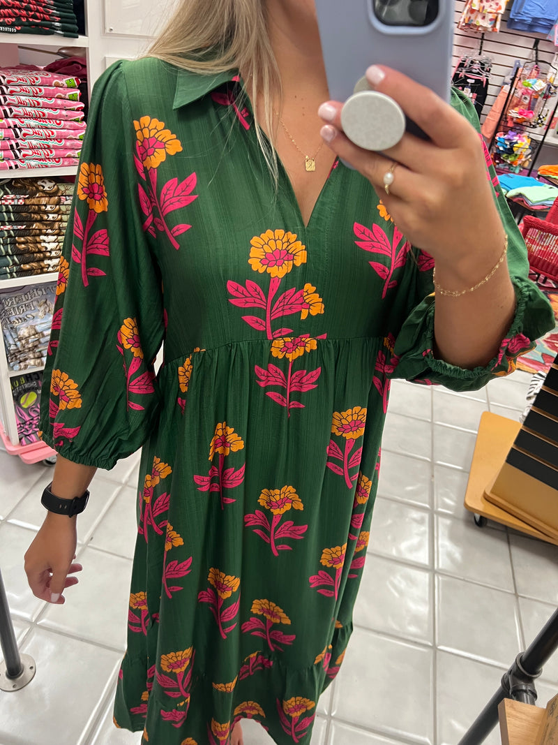 Green Floral Dress