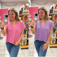 Split-Neck Short Sleeve Pullover
