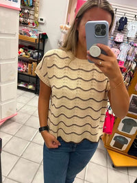 She&Sky Crochet Striped Sweater