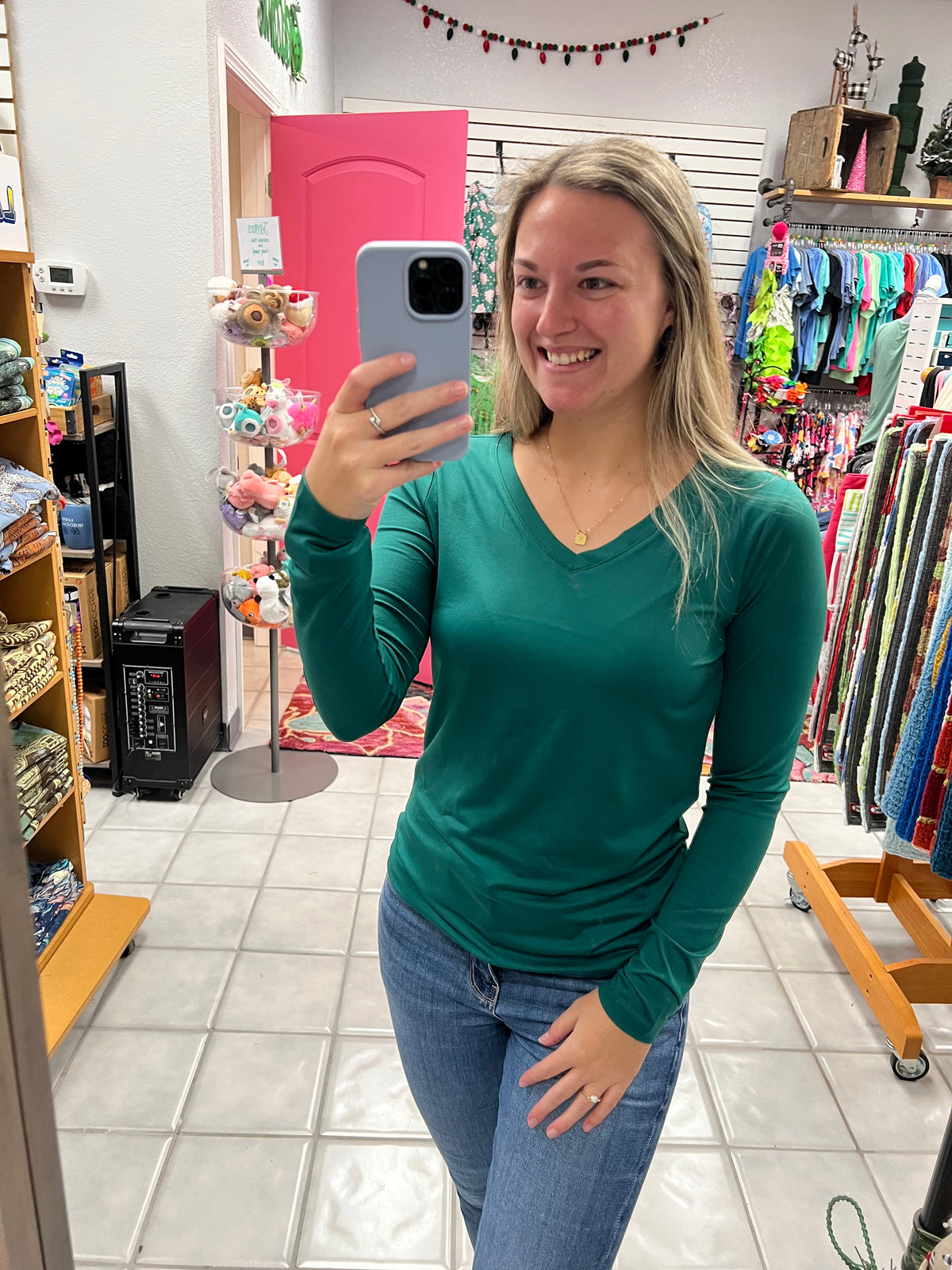 Z Microfiber LS V neck Top