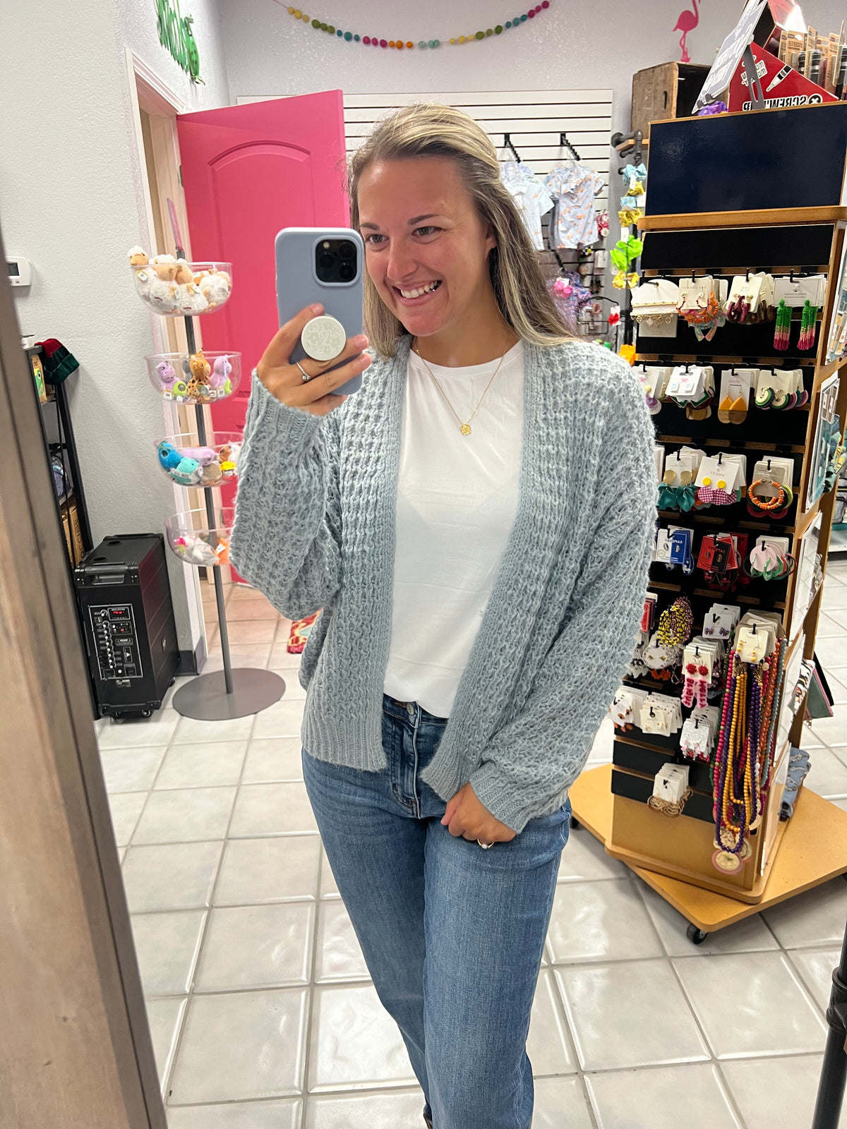 Open Weave Waffle Knit Cardigan