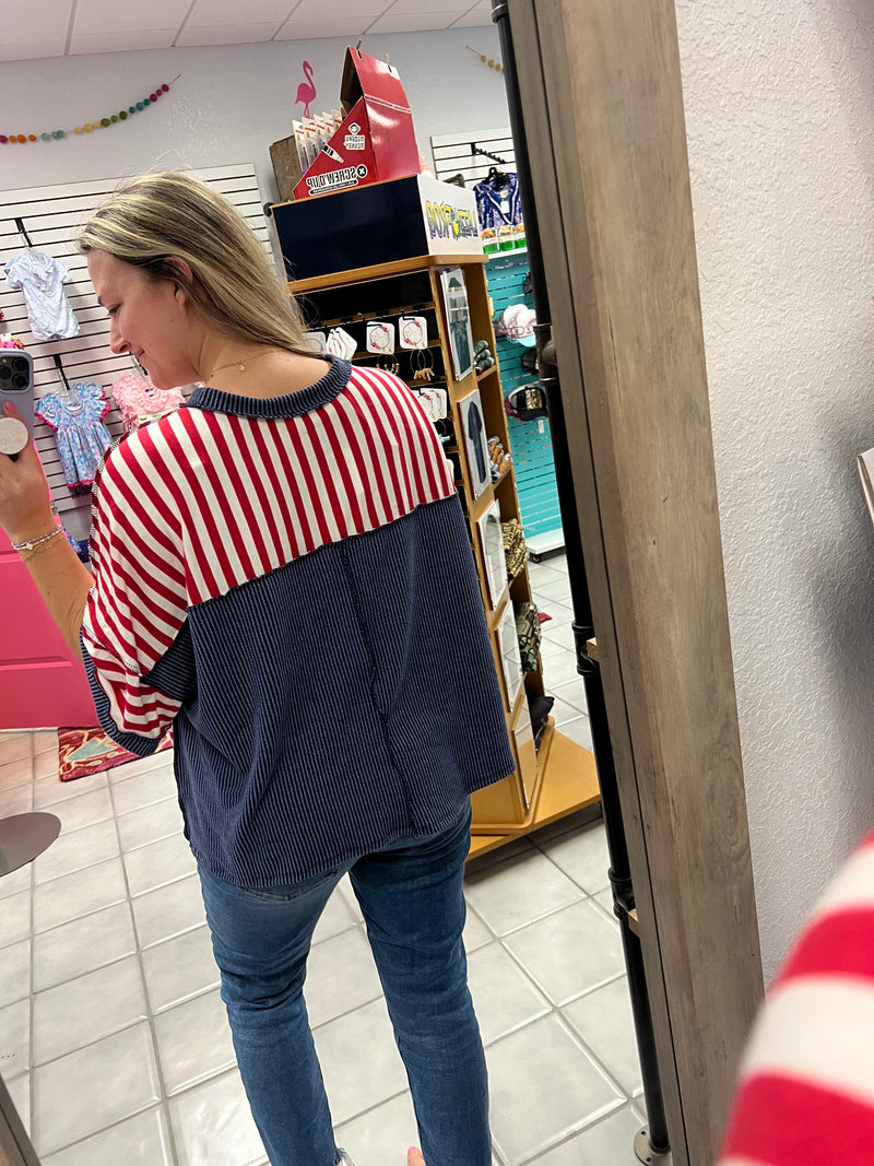 Oversized Red Stripped Top