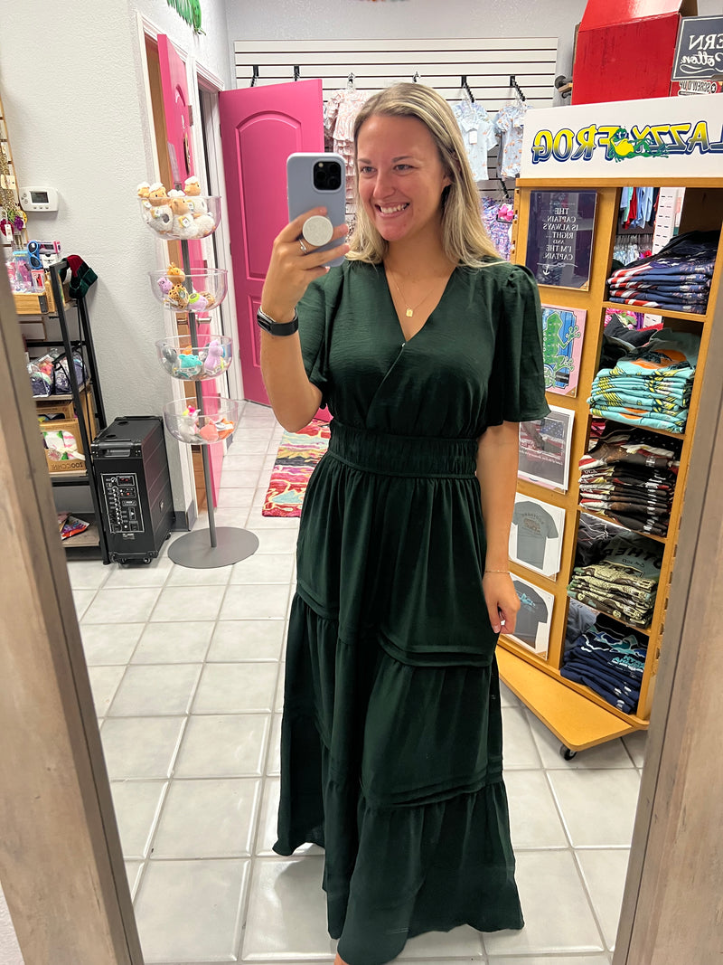 Hunter Green Floor Length Dress