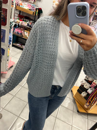 Open Weave Waffle Knit Cardigan