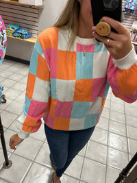 Fun Colored Checkered Sweater*