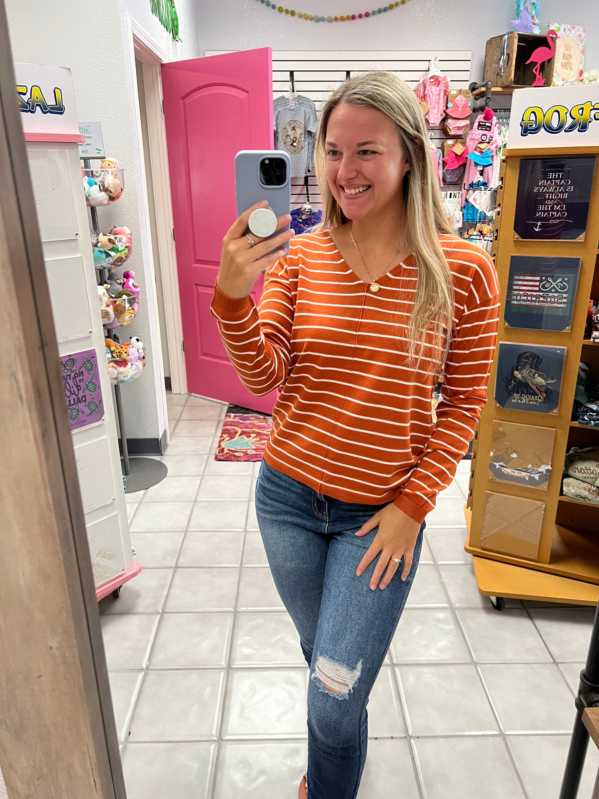 Pumpkin Striped Sweater