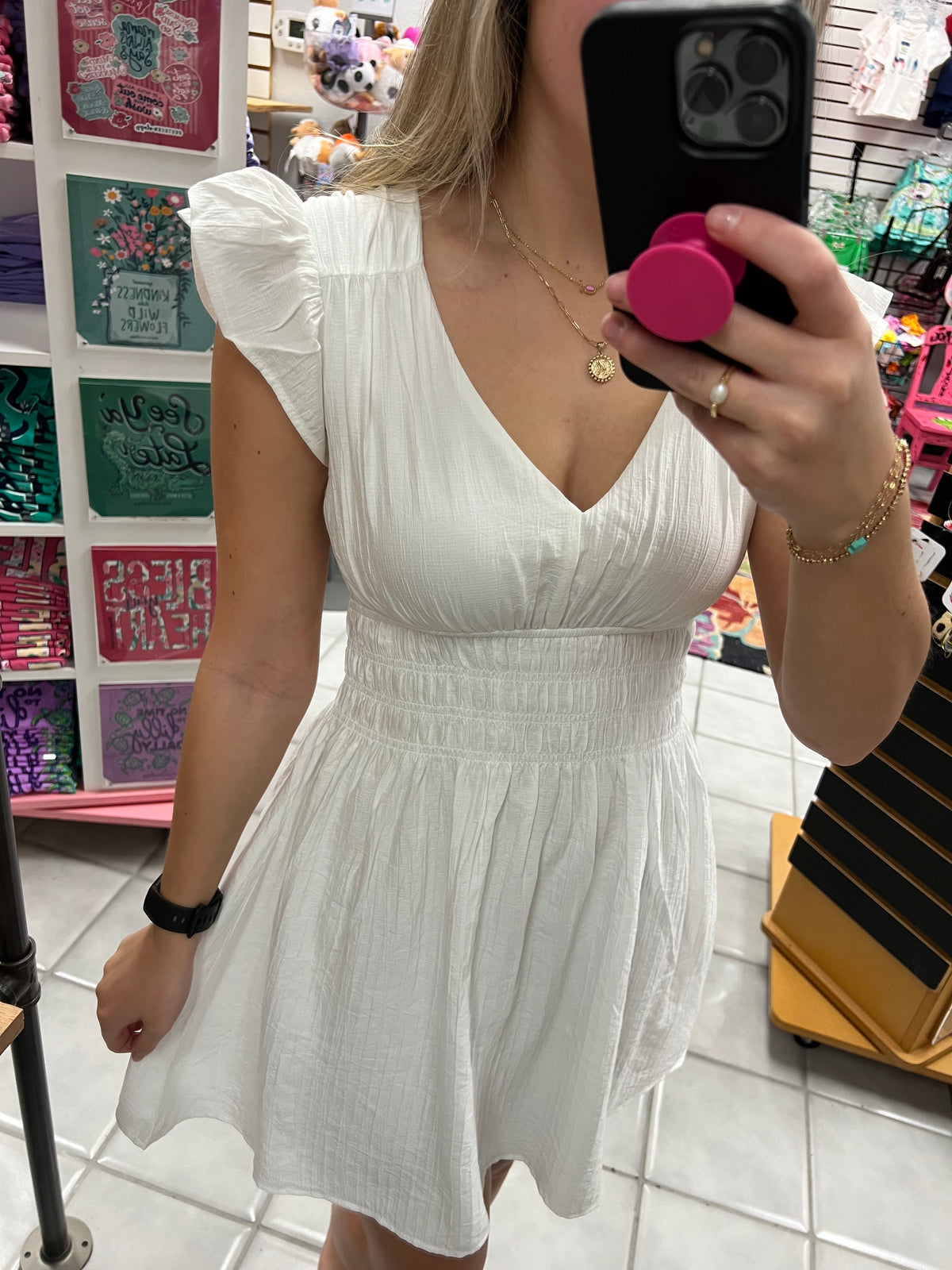 V Neck Smocked Dress