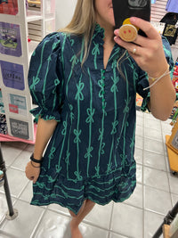 Ribbon Scalloped Mini Dress
