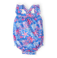 Coral Cove Ruffle Cross Back Romper