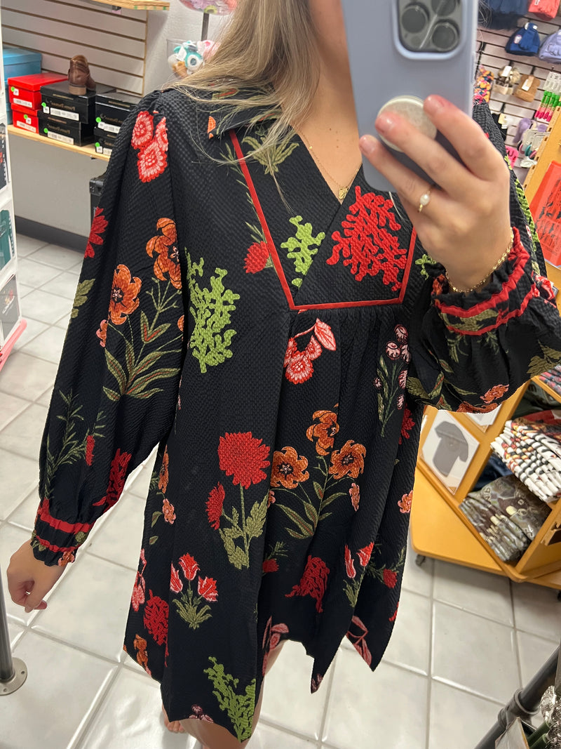 Textured Back Floral Dress