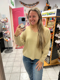 Gold Shimmer V Neck Sweater