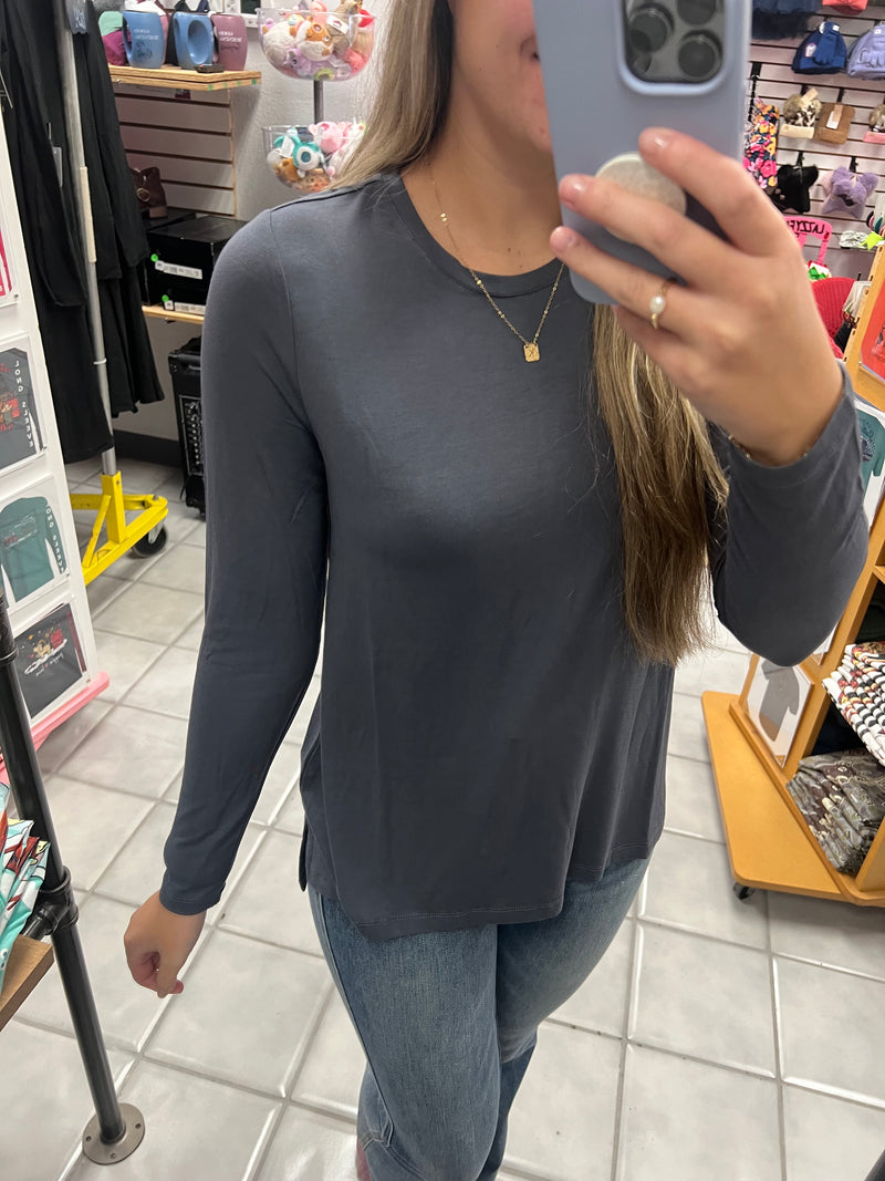 Sharkskin LS Scoop neck Top