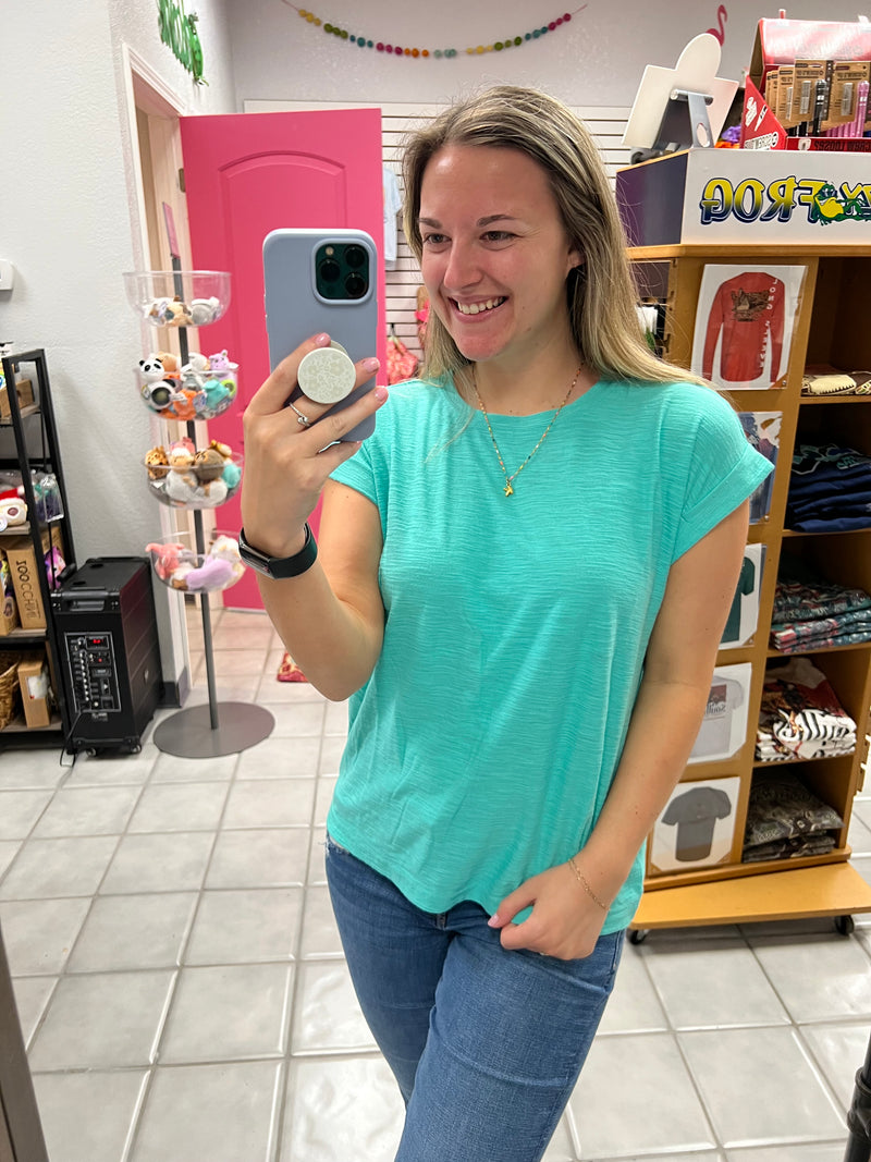 Slub Cuffed Sleeve Top
