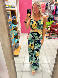 Navy Tropical Jumpsuit*