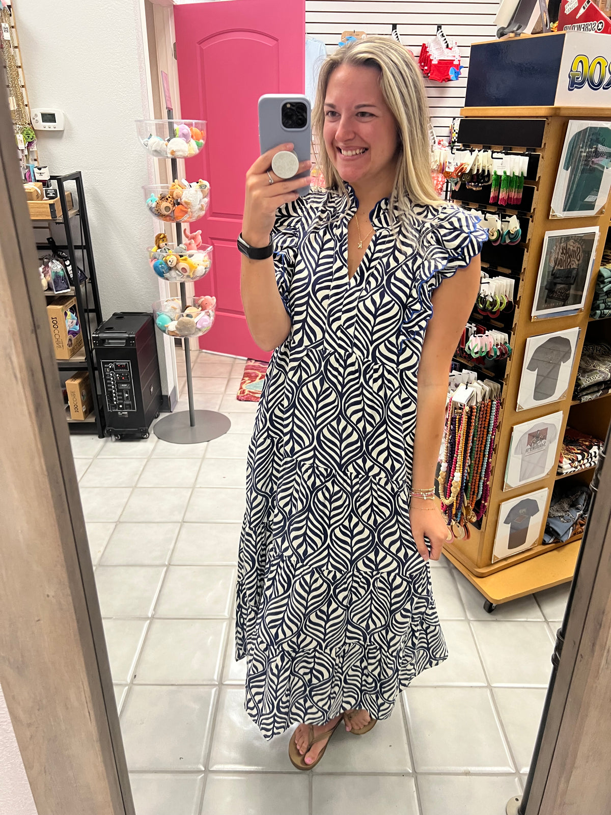 Tiered Navy Dress