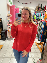 Z Round Neck Ribbed LS Top