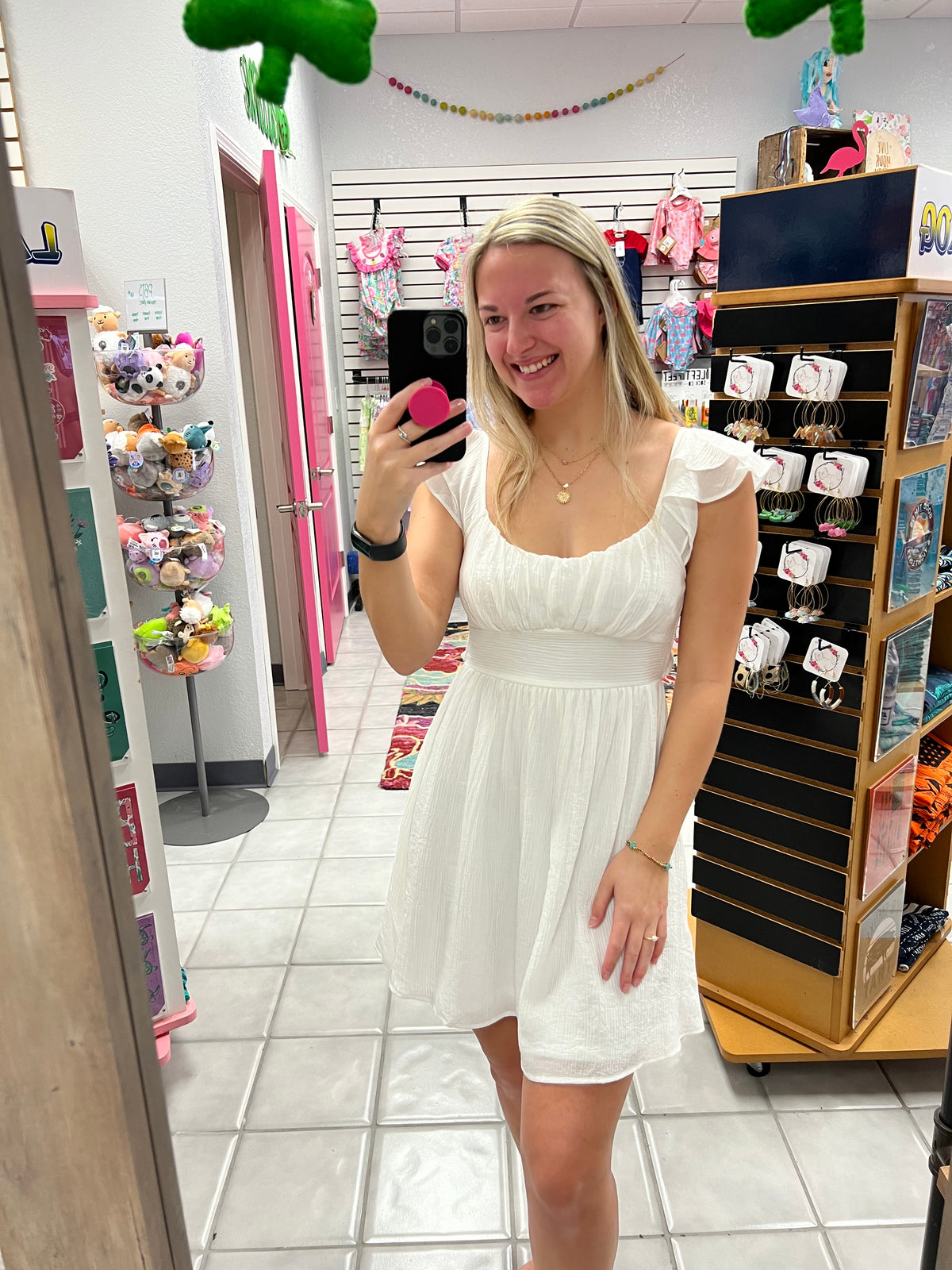 Solid Back Tie White Dress